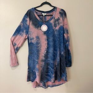 NWT Umgee Comfy Tie-Dye Dress - Peachy Pink and Blue w/pockets